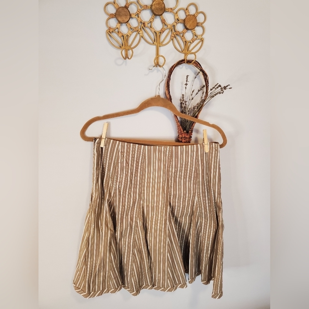 Kenneth Cole Vintage Striped Brown Metallic Skirt - Picture 9 of 13